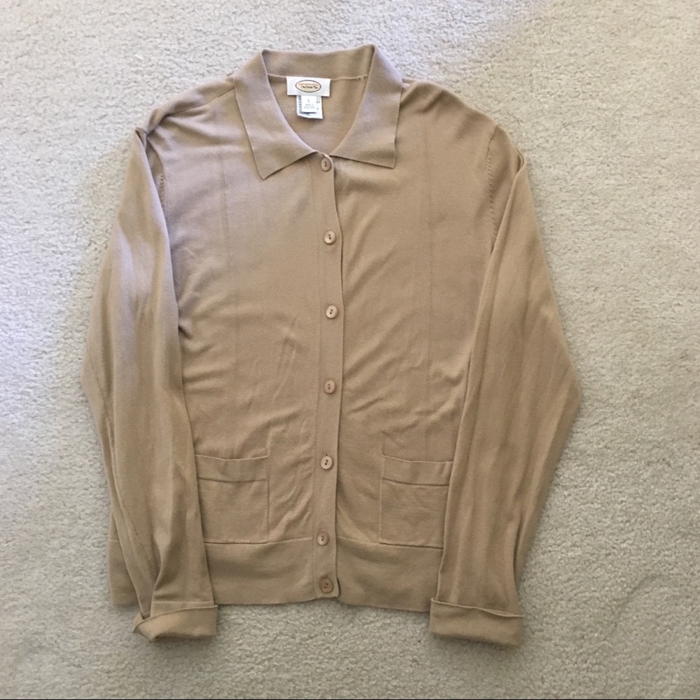 Talbot camel cardigan- large- well made